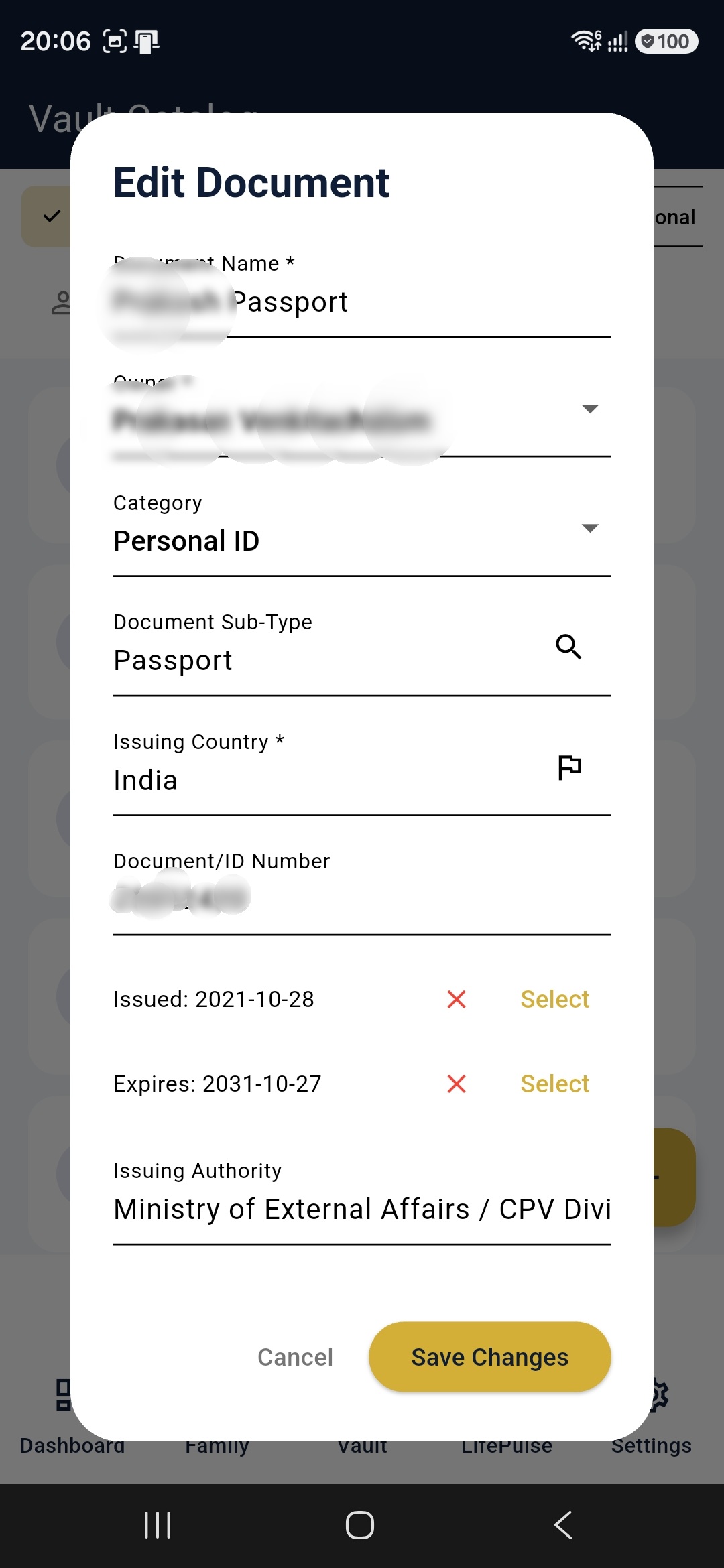 Edit Document Form